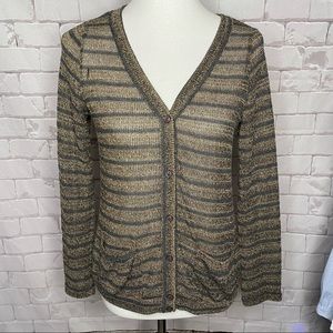 Forever 21 Black & Gold Sparkly Cardigan Size Medium